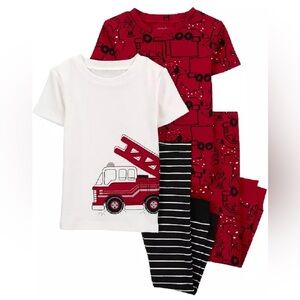NWT! | Carter's Toddler Boys' 4-Piece Snug-Fit Cotton Pajamas - Firetruck  (5T)